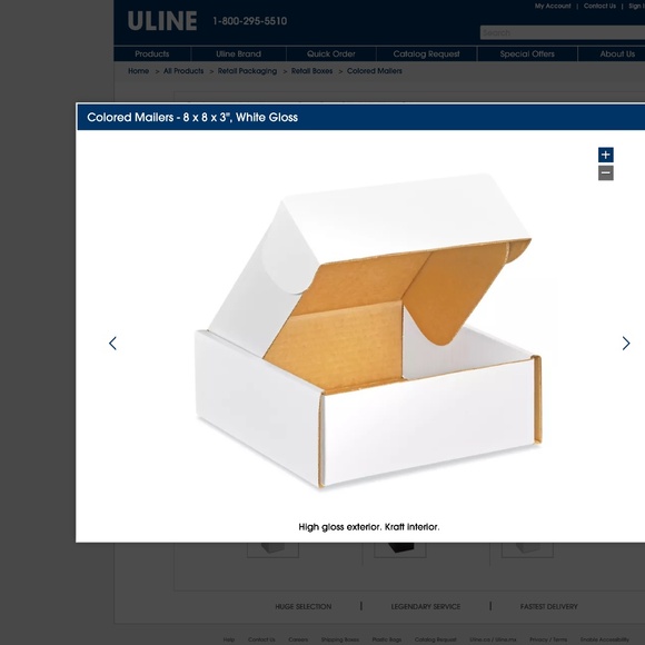 NEW ULINE White Mailer - 8"x8"x3", Qty-25/ Bundle - Picture 1 of 2